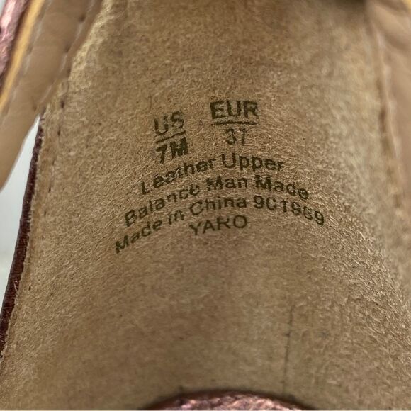 Sam Edelman Yaro Metallic Block Heel Ankle Strap Sandals Copper Pink 7 - Picture 10 of 12